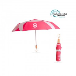Custom Made RPET Lightweight Umbrella with Wooden Handle