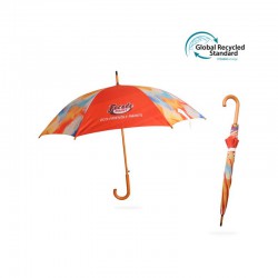 RPET Wooden Umbrella with Curved Handle