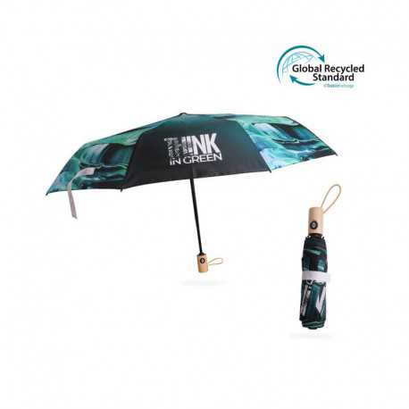 Custom Made Umbrellas - Triple folding RPET umbrella - auto open and close